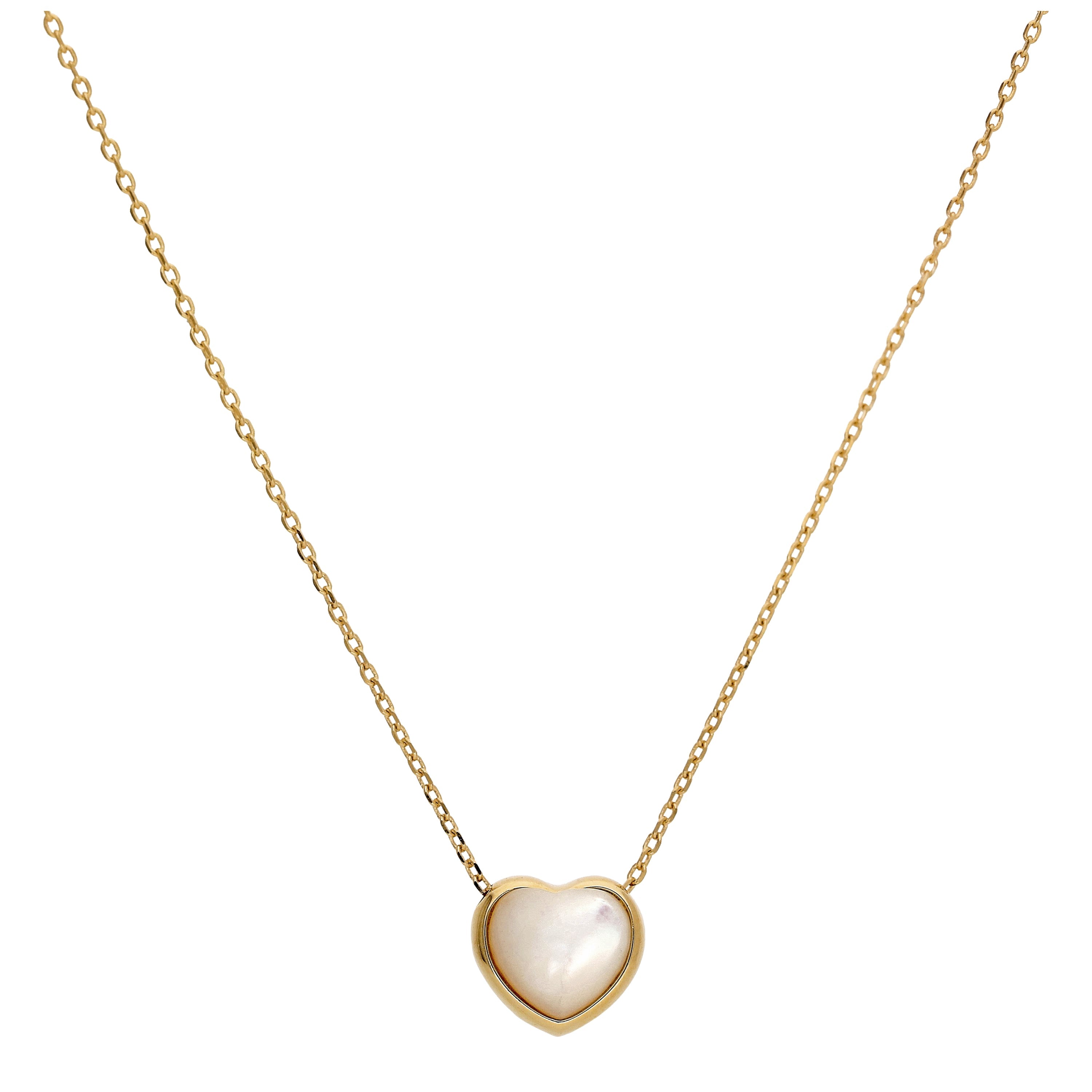 Gold Plated Sterling Silver Mother of Pearl Heart Necklace