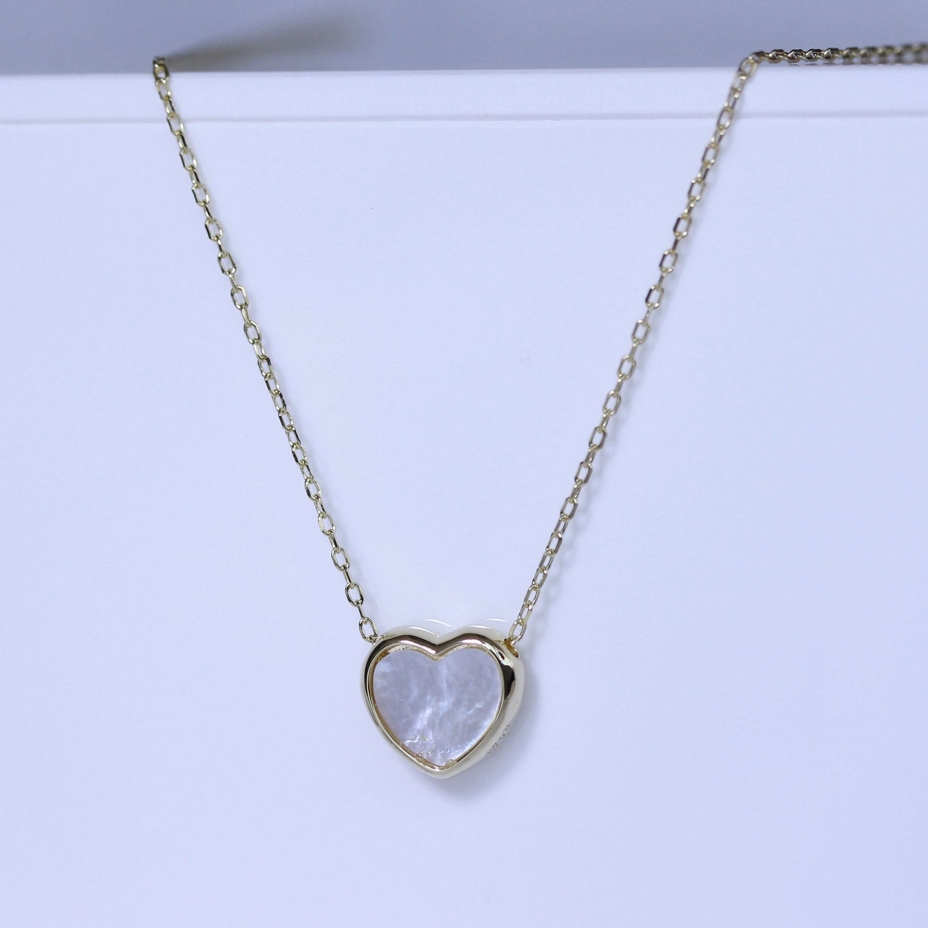 Gold Plated Sterling Silver Mother of Pearl Heart Necklace