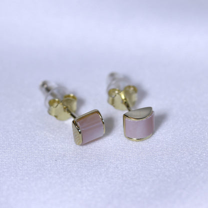 Gold Plated Sterling Silver Domed Mother of Pearl Stud Earrings