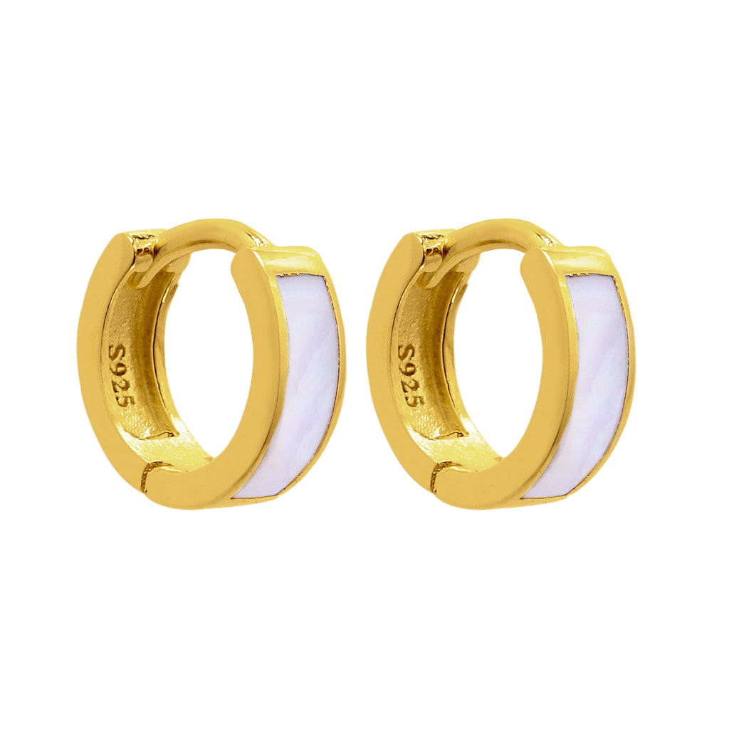 Gold Plated Sterling Silver 10mm Hinged Huggie Hoop Earrings