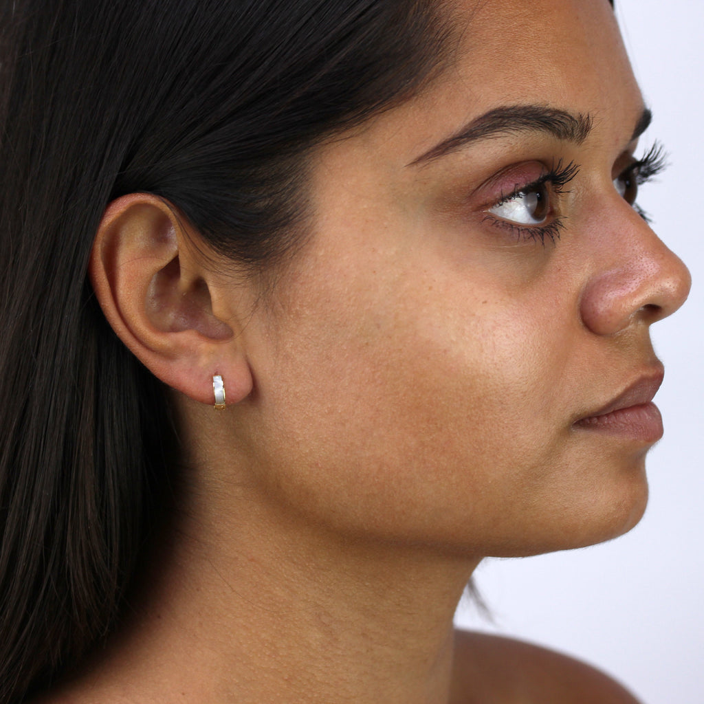 Gold Plated Sterling Silver 10mm Hinged Huggie Hoop Earrings
