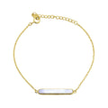 Gold Plated Sterling Silver Mother of Pearl Bar Adjustable Bracelet