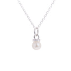 Sterling Silver CZ & Pearl Necklace - 16 - 32 Inches