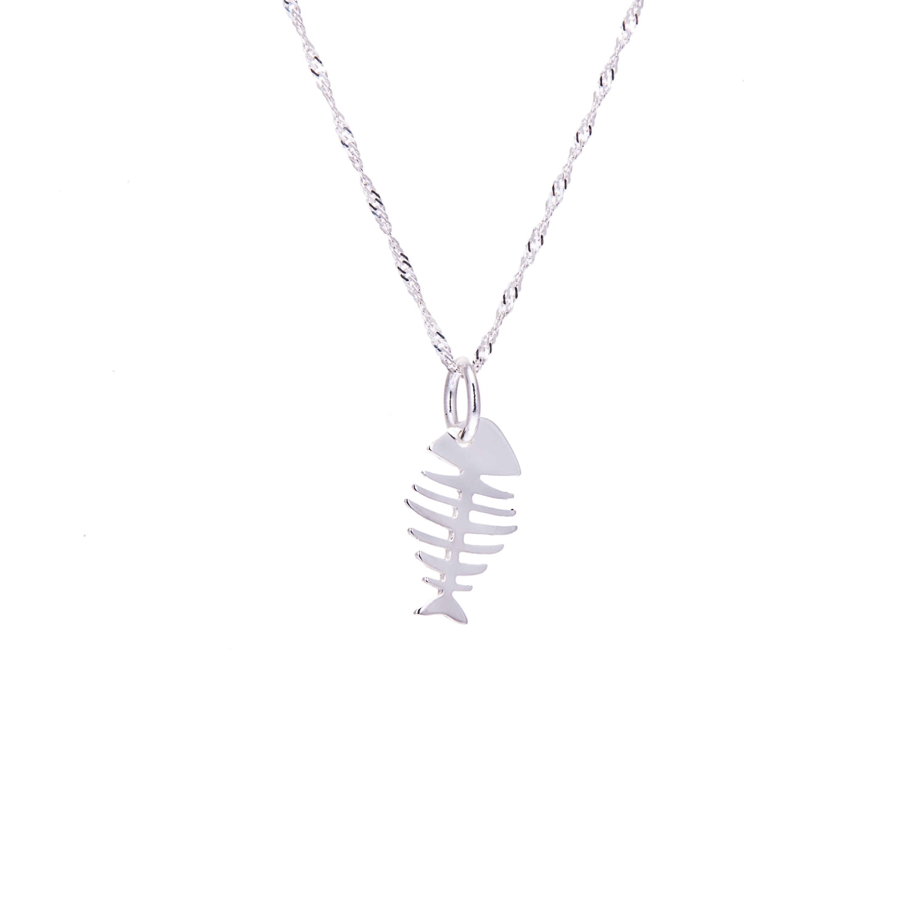 Sterling Silver Fish Bones Necklace 16 - 24 Inches