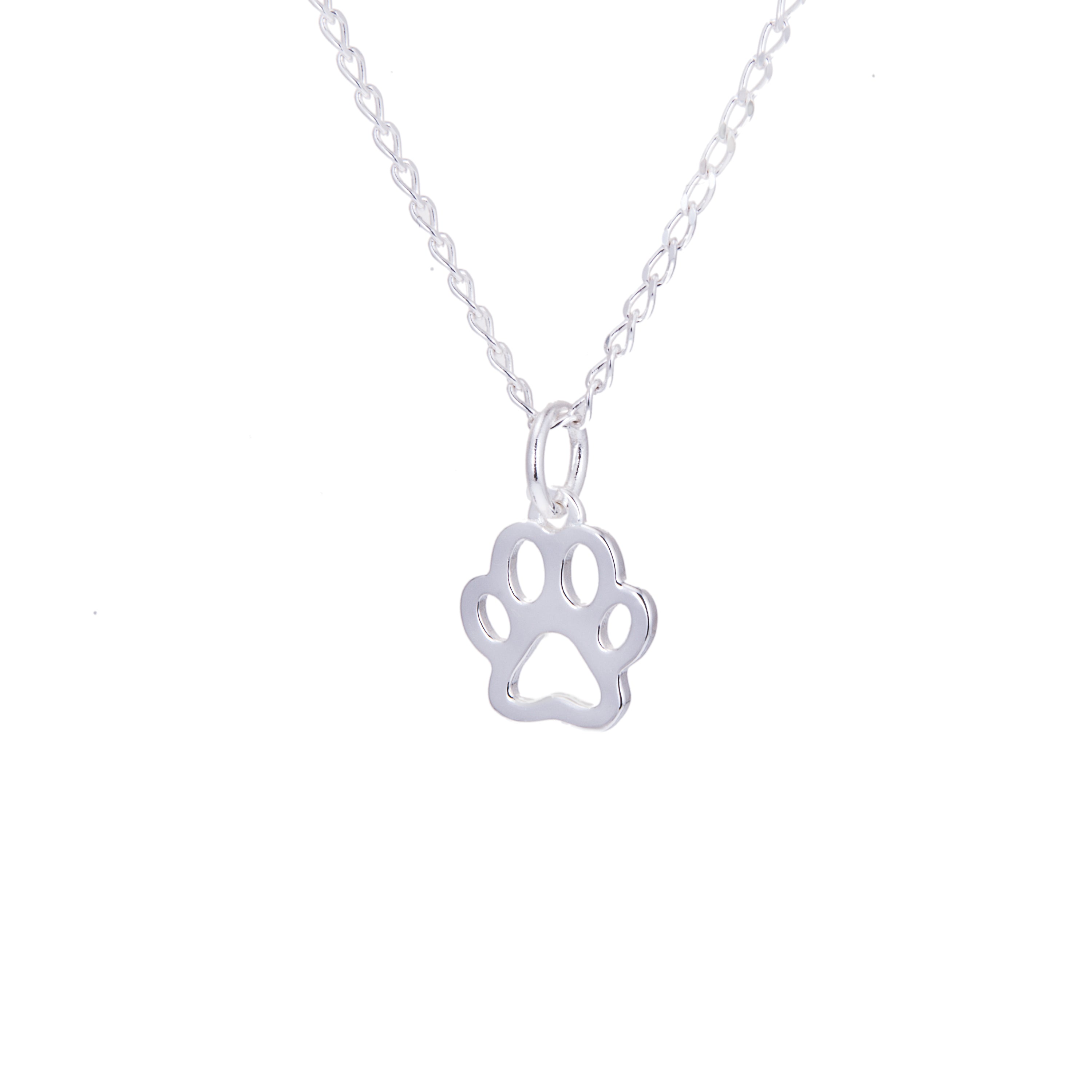 Sterling Silver Pawprint Outline Necklace 14 - 22 Inches