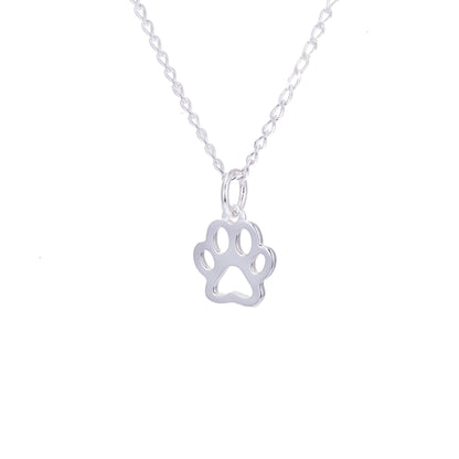 Sterling Silver Pawprint Outline Necklace 14 - 22 Inches