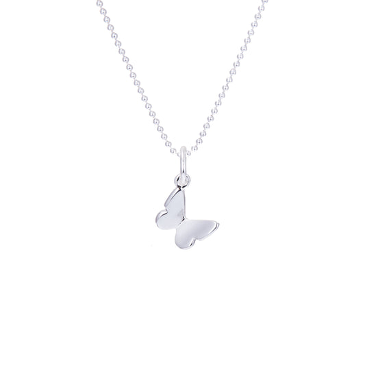 Plain 3D Sterling Silver Butterfly Necklace 14 - 22 Inches