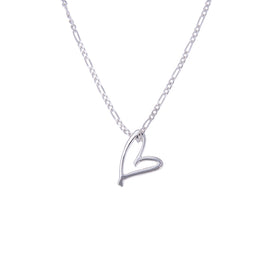 Sterling Silver Stylised Open Heart Necklace 14 - 32 Inches