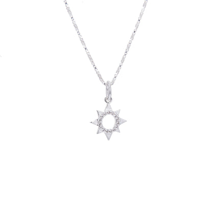Sterling Silver & CZ Open Sun Necklace 14 - 32 Inches