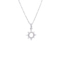 Sterling Silver & CZ Open Sun Necklace 14 - 32 Inches