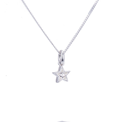 Tiny Sterling Silver & CZ Crystal Star Necklace 14 - 32 Inches