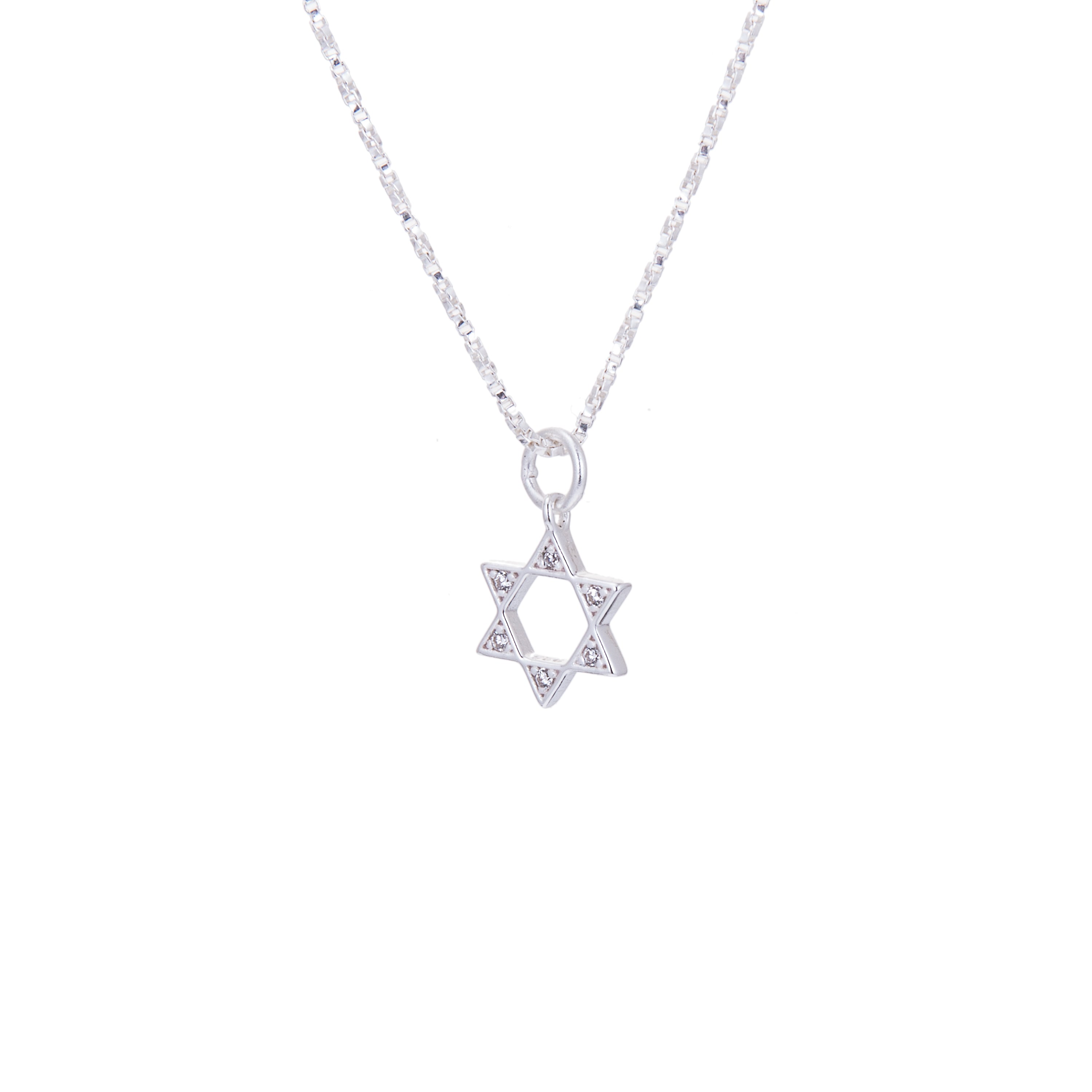 Sterling Silver & CZ Crystal Star of David Necklace 14 - 32 Inches