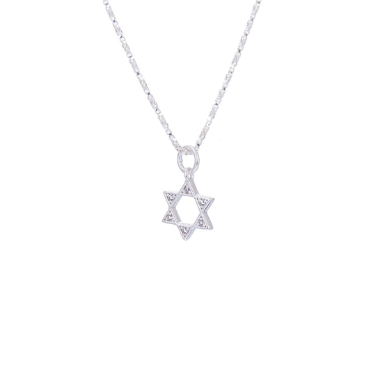 Sterling Silver & CZ Crystal Star of David Necklace 14 - 32 Inches