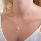 Sterling Silver CZ & 6.5mm Pearl Necklace 14 - 22 Inches