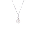 Sterling Silver CZ & 6.5mm Pearl Necklace 14 - 22 Inches
