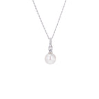Sterling Silver CZ & 6.5mm Pearl Necklace 14 - 22 Inches
