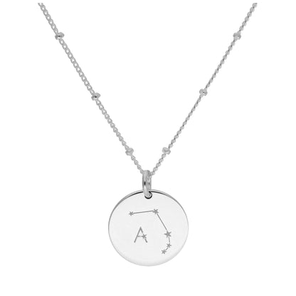 Bespoke Sterling Silver Aries Constellation & Initial Necklace 12-24 Inch