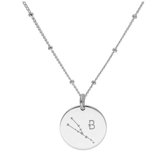 Bespoke Sterling Silver Taurus Constellation & Initial Necklace 12-24 Inch