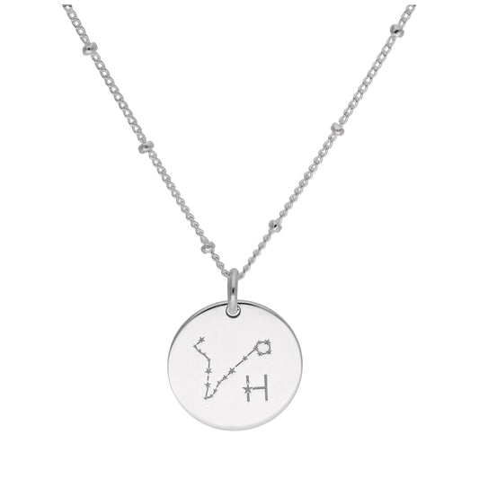 Bespoke Sterling Silver Pisces Constellation & Initial Necklace 12-24 Inch