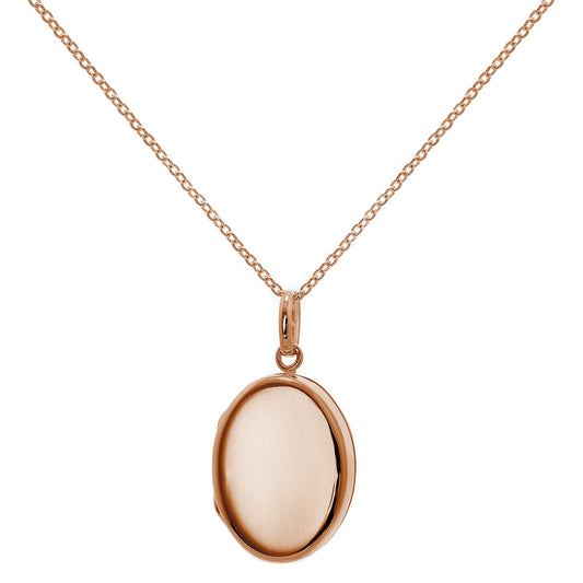 Rose Gold Plated Sterling Silver Oval Locket Necklace 16-32"