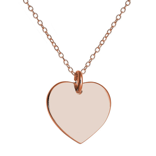 Rose Gold Plated Sterling Silver Engravable Heart Necklace