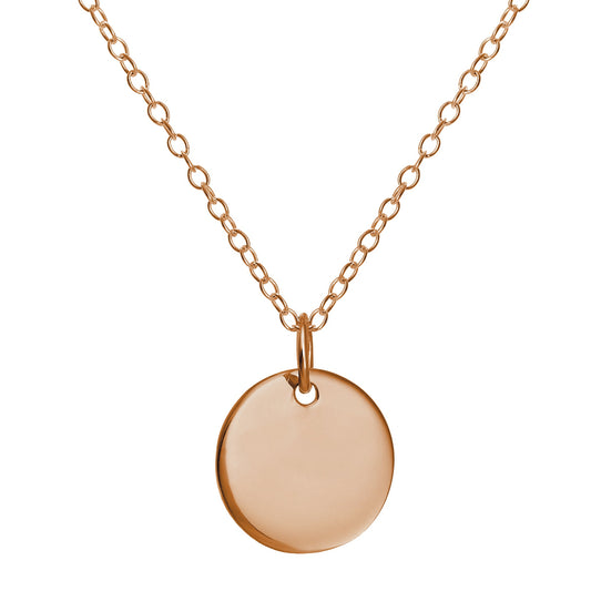 Rose Gold Plated Sterling Silver Round Engravable Necklace