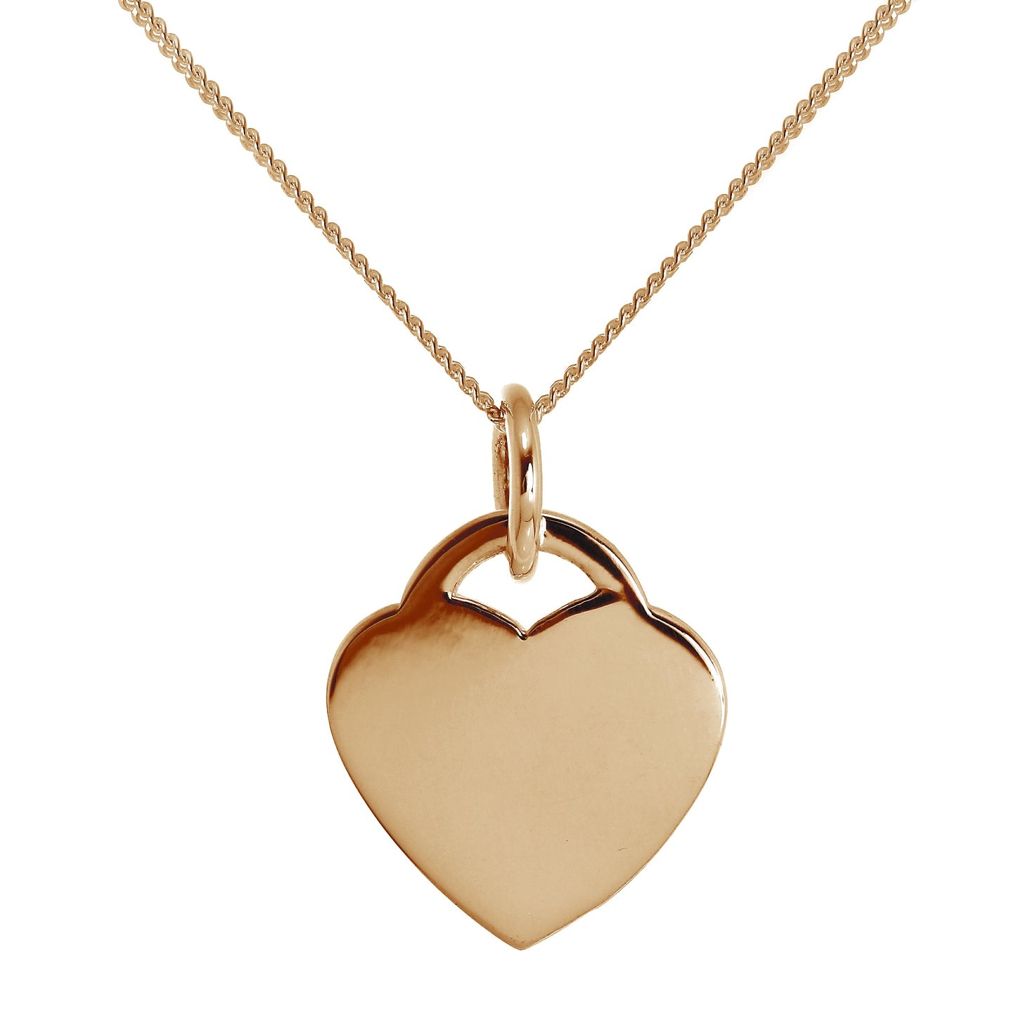 Large Rose Gold Plated Sterling Silver Engravable Heart Necklace