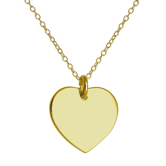 Gold Plated Sterling Silver Engravable Heart Necklace 16 22"