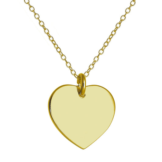 Vergoldet Sterlingsilber Gravierbar Herz Halskette 16 56cm