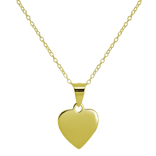 Gold Plated Small Sterling Silver Engravable Heart Necklace