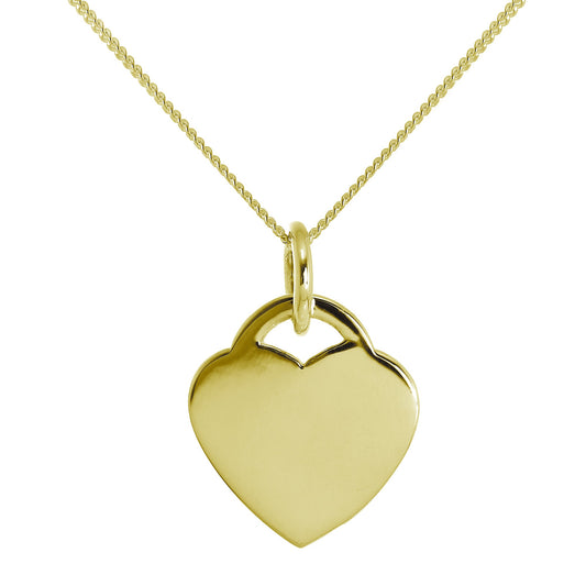 Gold Plated Large Sterling Silver Engravable Heart Necklace