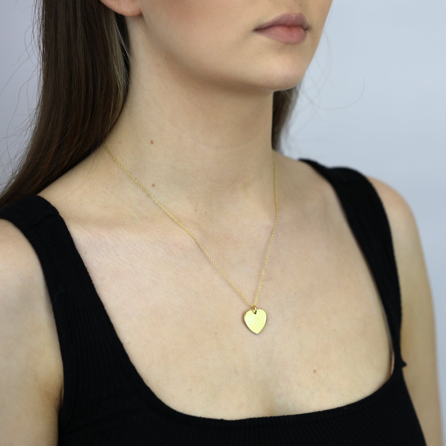 Gold Plated Large Sterling Silver Engravable Heart Necklace