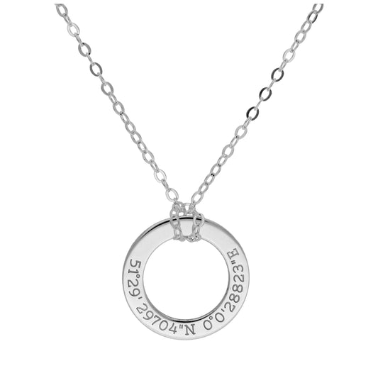 Bespoke Sterling Silver Coordinate Circle Necklace 16-28"