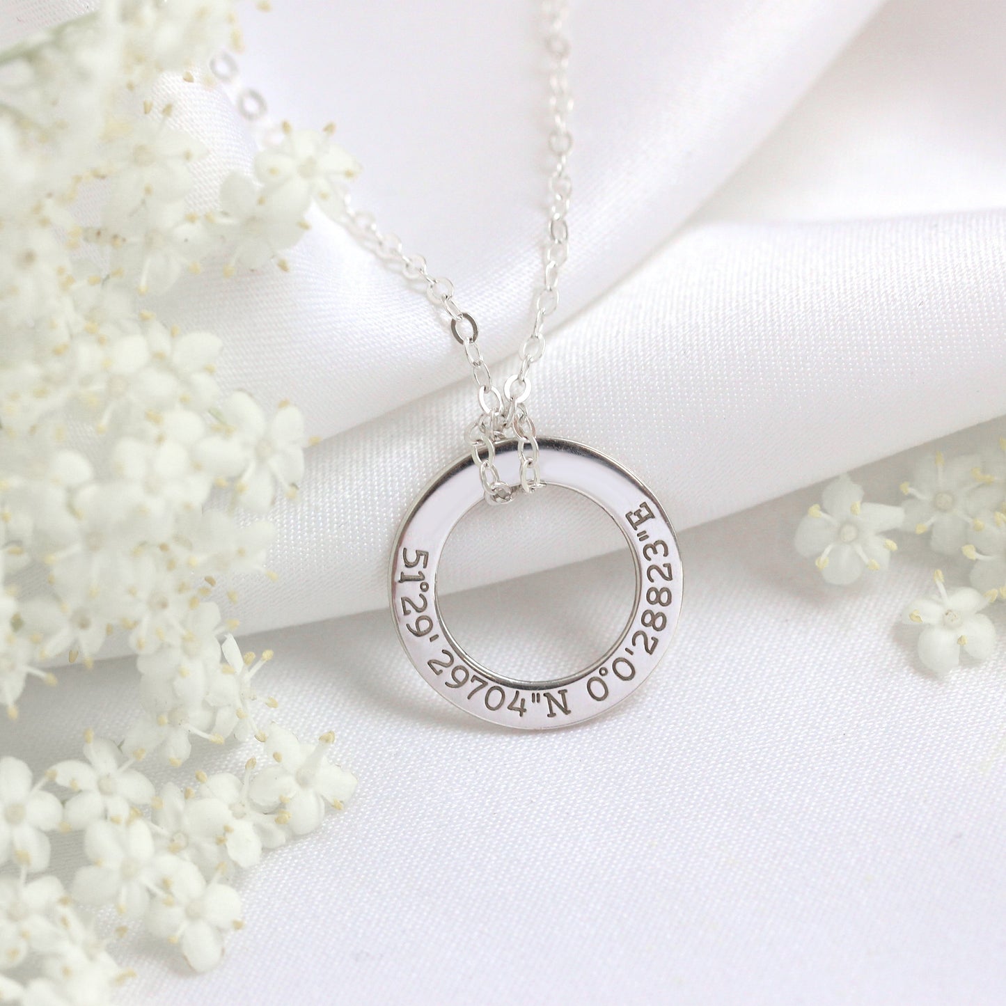 Bespoke Sterling Silver Coordinate Circle Necklace 16-28"