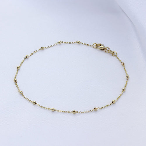 9ct Gold Bobble Ball Bead Chain Bracelet 7.5 Inches