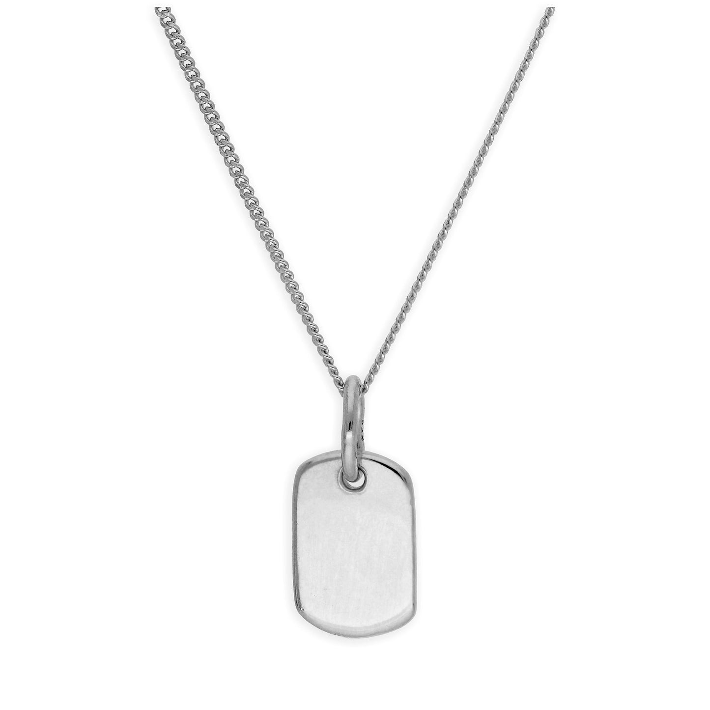 Sterling Silver Mini Engravable Tag Necklace 14-32 Inches