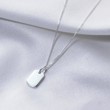 Sterling Silver Mini Engravable Tag Necklace 14-32 Inches