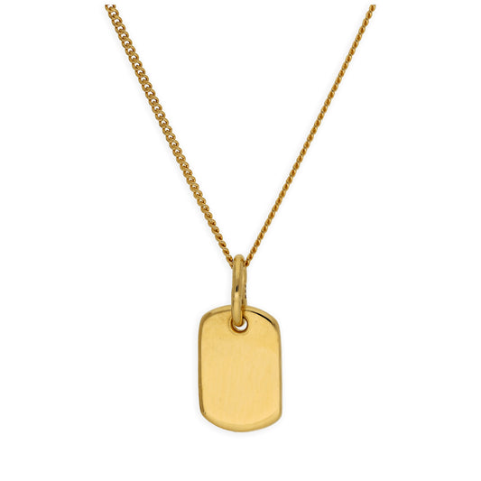 Gold Plated Sterling Silver Mini Engravable Tag Necklace