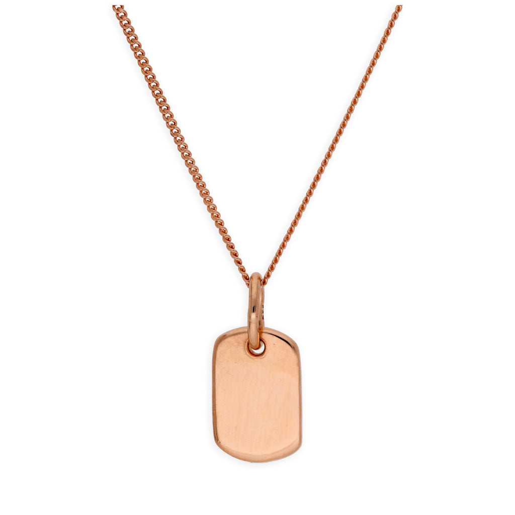Rose Gold Plated Sterling Silver Mini Engravable Tag Necklace