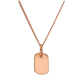 Rose Gold Plated Sterling Silver Mini Engravable Tag Necklace