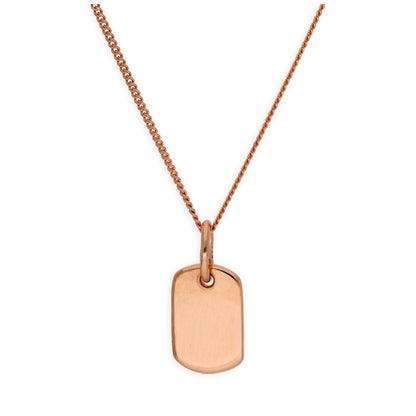 Rose Gold Plated Sterling Silver Mini Engravable Tag Necklace