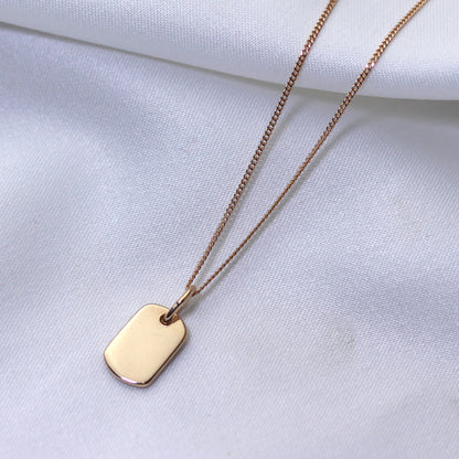 Rose Gold Plated Sterling Silver Mini Engravable Tag Necklace