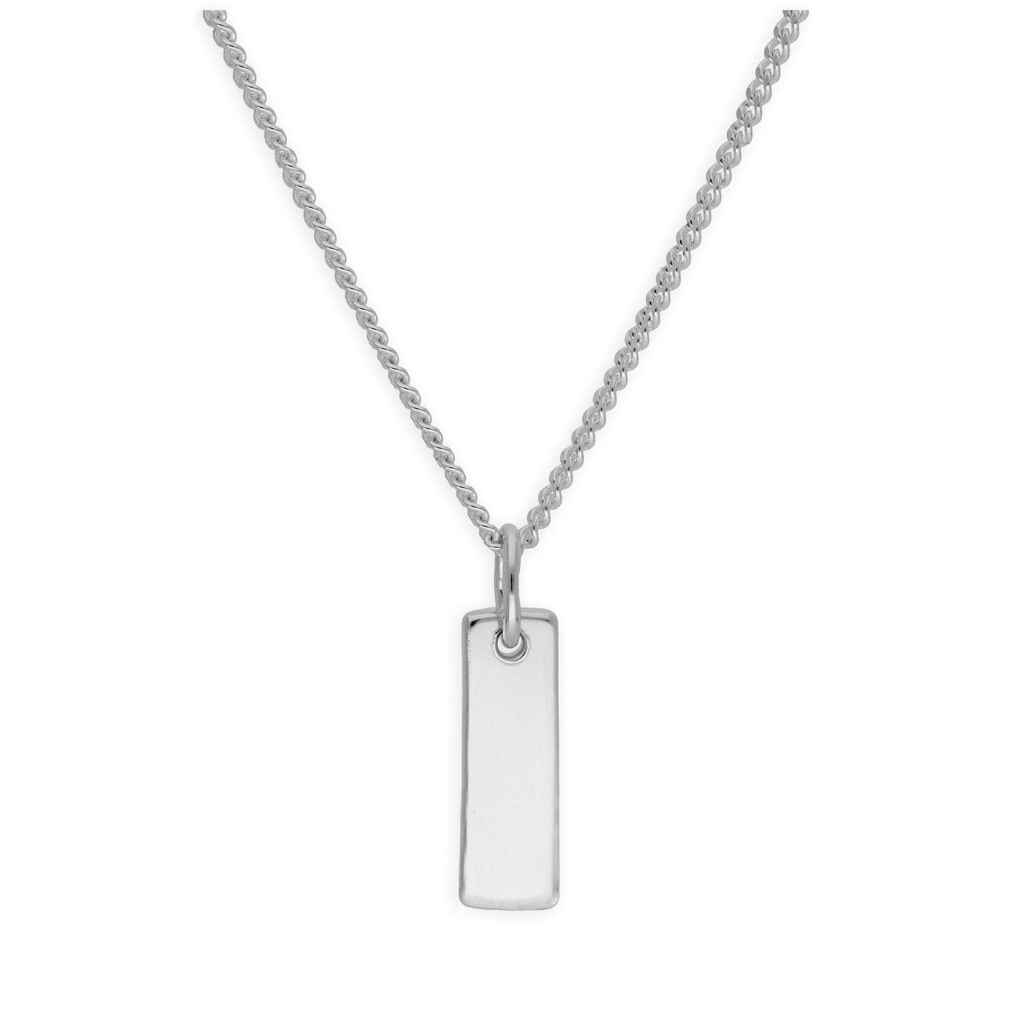 Sterling Silver Mini Bar Engravable Tag Necklace 16-28 Inches
