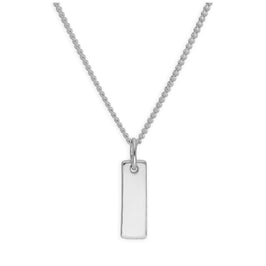 Sterling Silver Mini Bar Engravable Tag Necklace 16-28 Inches