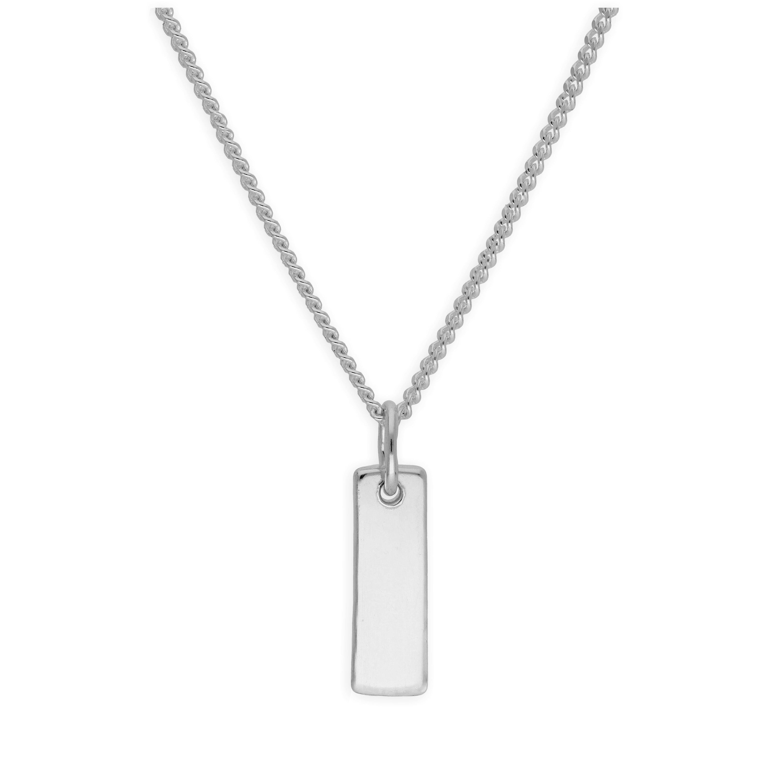 Sterling Silver Mini Bar Engravable Tag Necklace 16-28 Inches