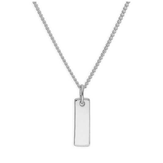 Sterling Silver Mini Bar Engravable Tag Necklace 16-28 Inches