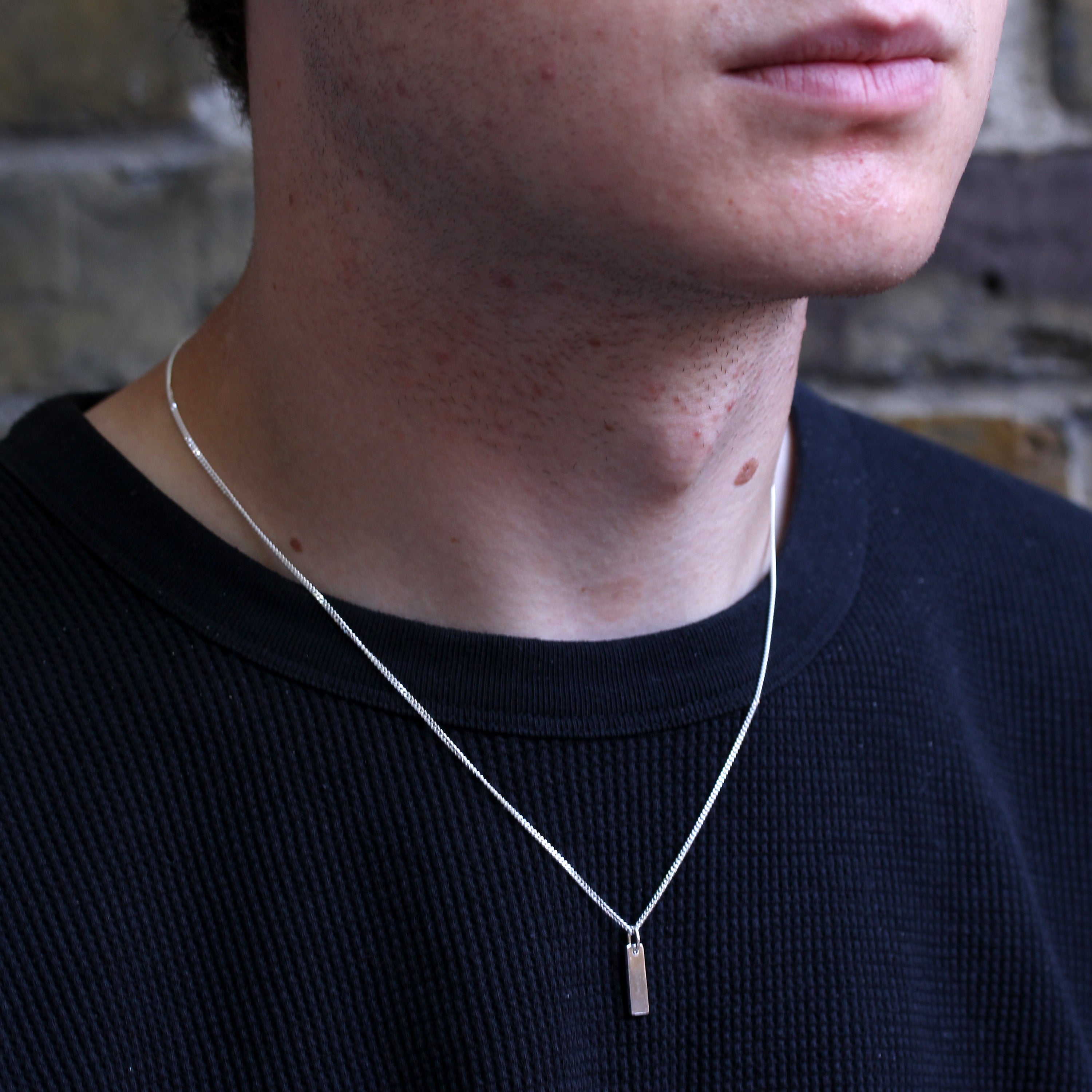 Sterling Silver Mini Bar Engravable Tag Necklace 16-28 Inches