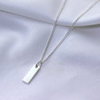 Sterling Silver Mini Bar Engravable Tag Necklace 16-28 Inches
