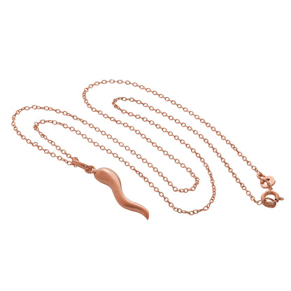 Rose Gold Plated Sterling Silver Cornicello Necklace 14-22 Inch