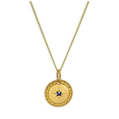 Vergoldet Sterlingsilber Stern Scheibe Medaillon Halskette 35,5 - 81cm